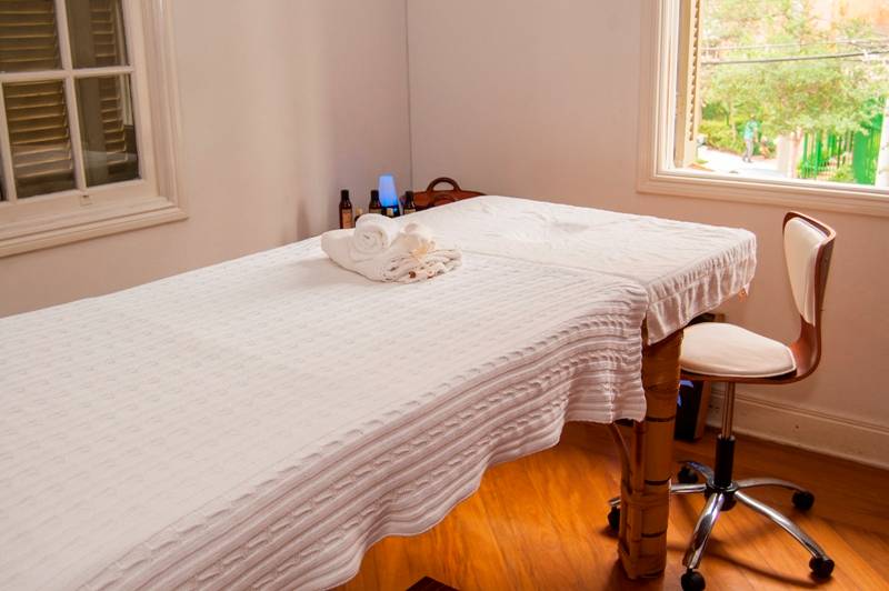 	Sala de massagens do Espaço Surya, na Vila Mariana