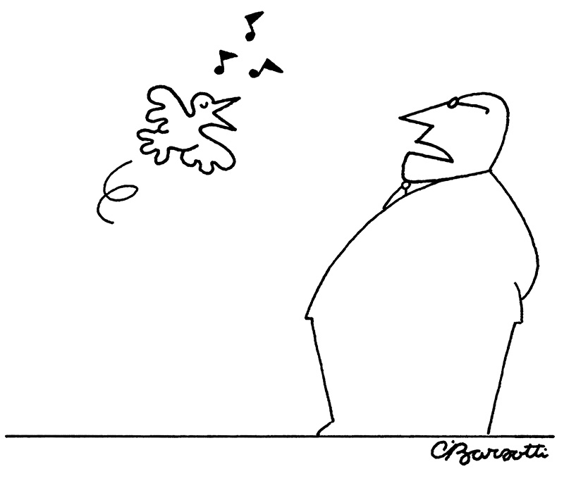 "Muito bom. Quanto custa seu cachê?"(Crédito: Charles Barsotti / The Cartoon Bank)