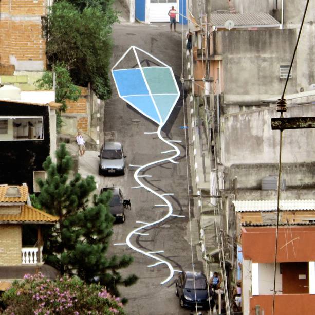 Imagem aérea do desenho feito na zona sul