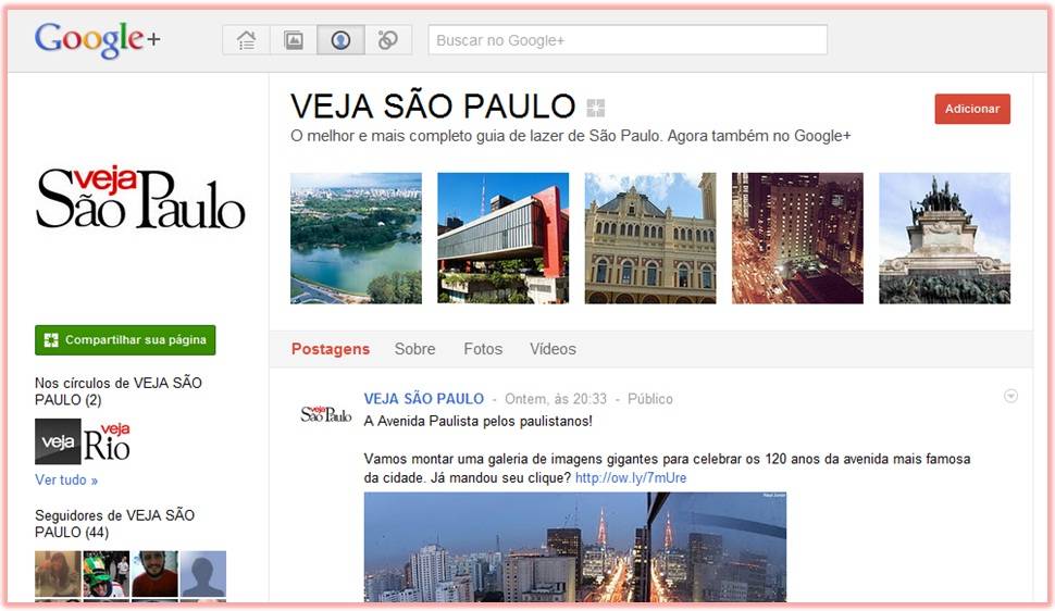 VEJA SÃO PAULO estreia no Google+