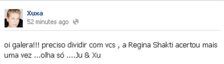 No Facebook, Xuxa publica foto com aliança: “Ju e Xu”