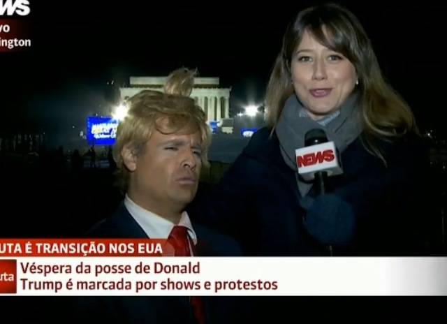 Vesgo, do Pânico, engana repórter da GloboNews nos Estados Unidos