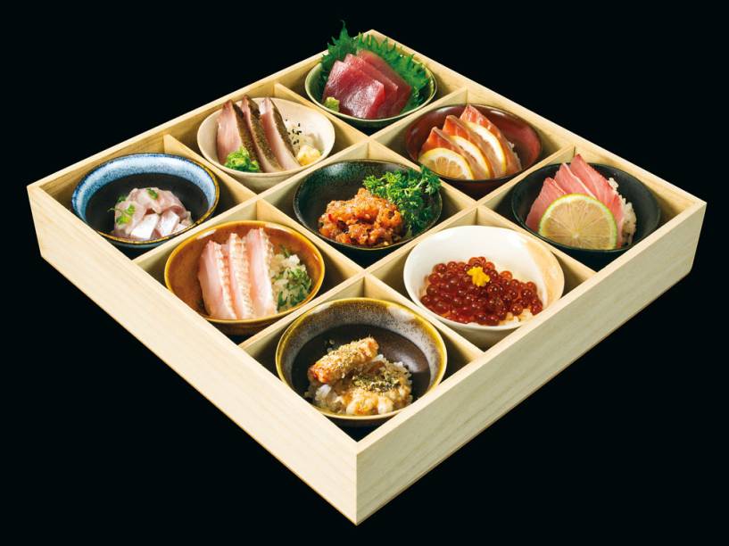 Teishoku verão: conjunto de minipratos frios Teishoku verão: conjunto de minipratos frios