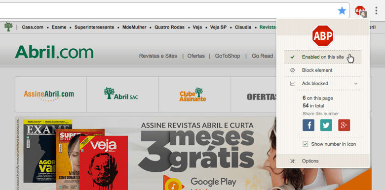 Como desabilitar o plugin AdBlock Plus