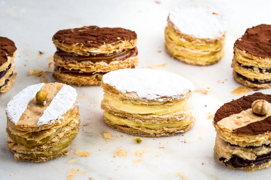 Mil-folhas: versões de doce de leite e Nutella, além da clássica de creme