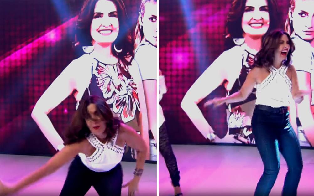 Com Claudia Leitte, Fátima Bernardes quase cai no “Encontro”