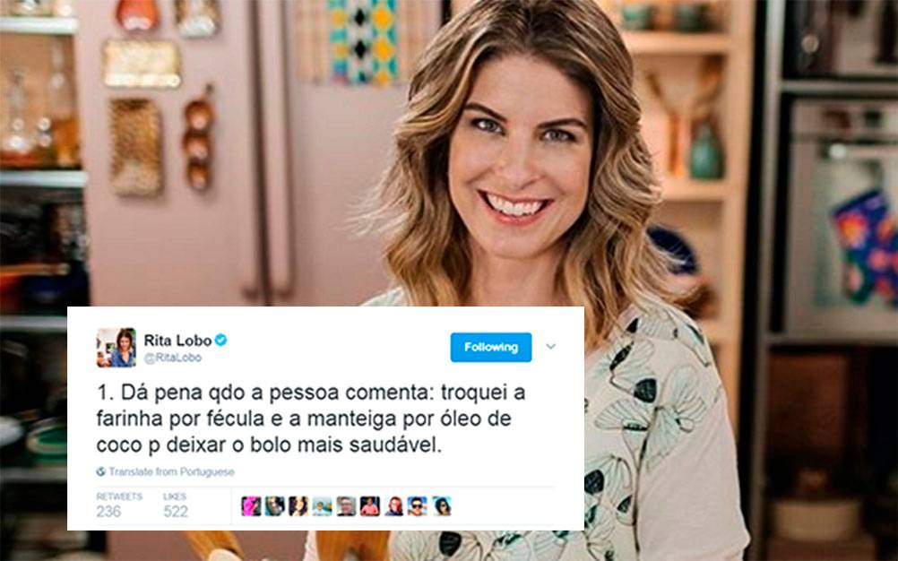 No Twitter, Rita Lobo discute com fãs sobre alimentação saudável