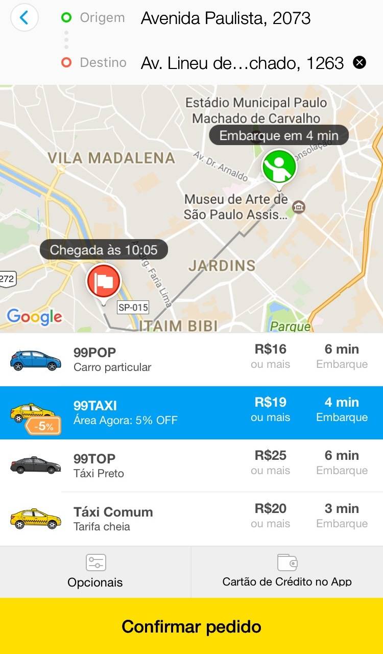 1&deg; Passo: Baixe o aplicativo no seu celular e realize o cadastro. Depois, digite o seu endere&ccedil;o de origem e o destino (Avenida Lineu de Paula Machado, 1263, no Jockey Club de S&atilde;o Paulo) e selecione um carro. Em seguida, c<span>lique em &ldquo;Cart&atilde;o de Cr&eacute;dito no App&rdquo;</span>