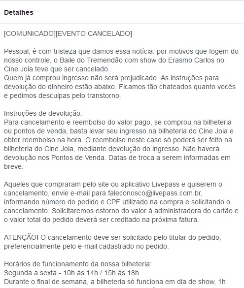 erasmo cancelado comunicado