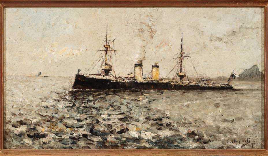 Giovanni Battista Castagneto - Encouraçado na baia do Rio de Janeiro 1898