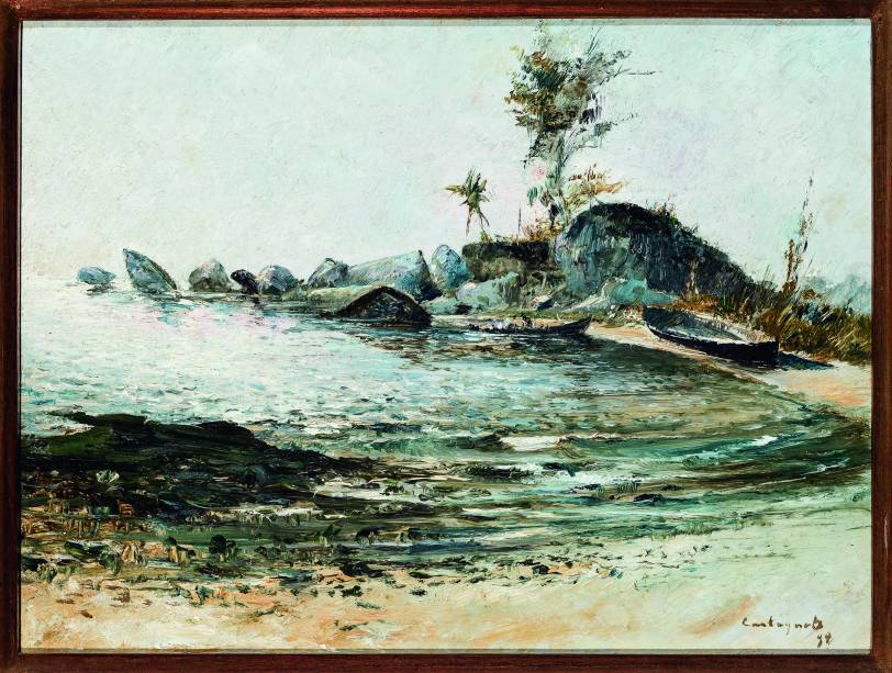 Enseada com Pedras e Canoas