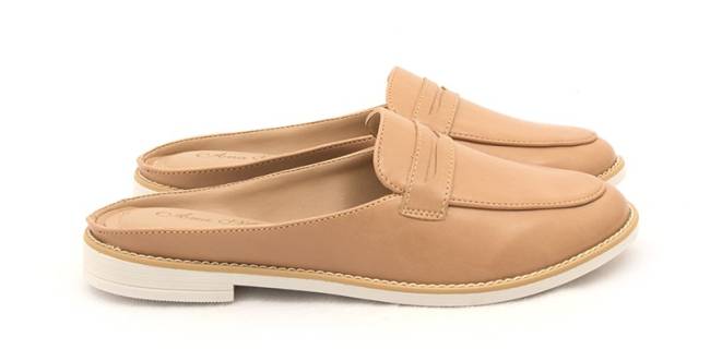 Mocassim Mule Nude com Solado Branco