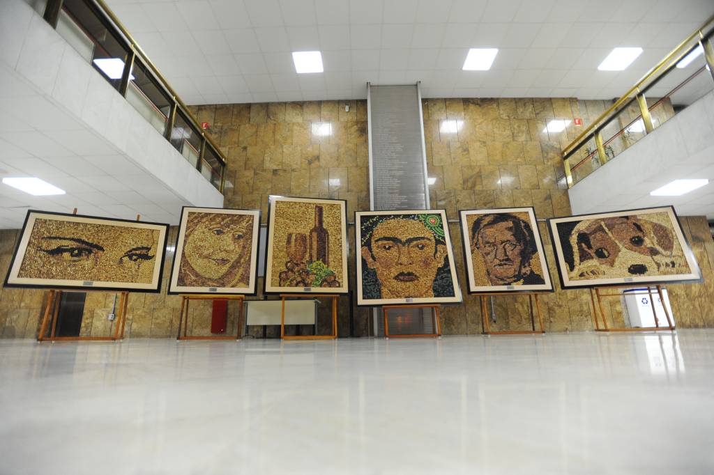 Assembleia de SP recebe exposição de quadros de rolha do Gugu