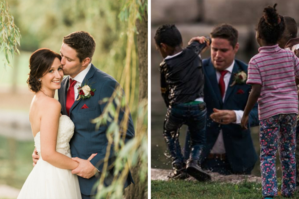 Noivo abandona sessão de fotos com a mulher para salvar criança