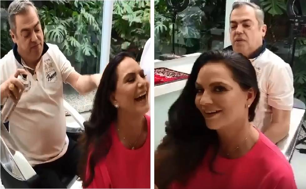 Luiza Brunet aposta em penteado elegante com ondas