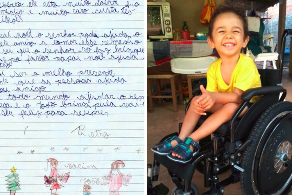 Menino pede remédio para amigo em cartinha para o Papai Noel