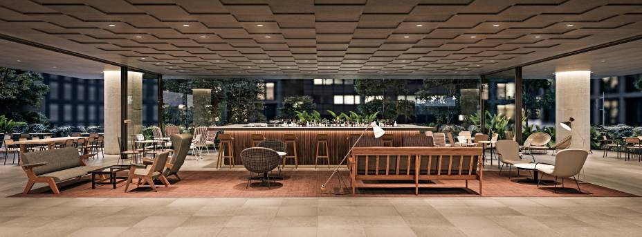 O bar: lobby lembra um hotel de luxo