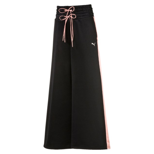 Cal&ccedil;a pantalona com cintura alta por 249,90 reais.
