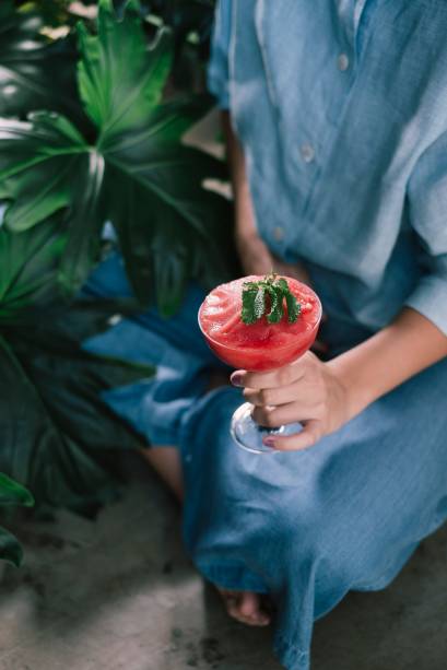 Margarita congelada: criação de Alexandre D'Agostino, o drinque leva melancia, limão, tequila e licor de laranja Margarita congelada: criação de Alexandre D'Agostino, o drinque leva melancia, limão, tequila e licor de laranja