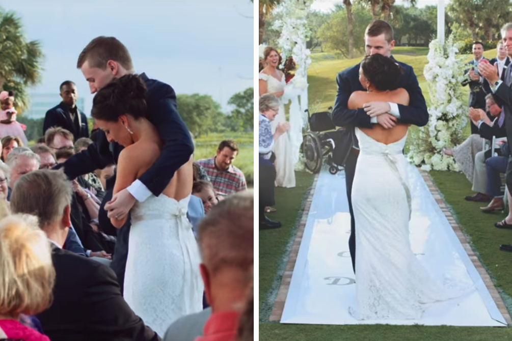 Jovem que ficou tetraplégico após acidente ‘caminha’ com a noiva ao altar