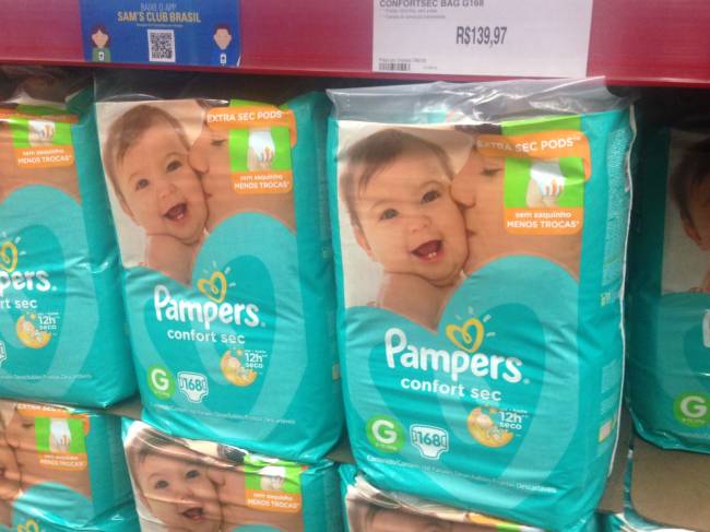 Sams Club – Pacote de Pampers confortsec, tamanho G, com 168 unidades R$ 139,97