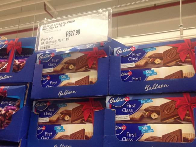 Sams Club – Waffle Bahlsen com chocolate, com dois pacotes de 125 gramas cada R$ 27,98 Sams Club – Waffle Bahlsen com chocolate, com dois pacotes de 125 gramas cada R$ 27,98