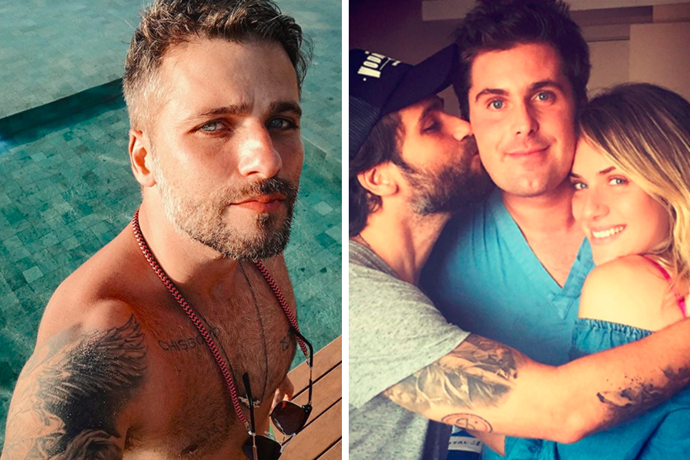Bruno Gagliasso, o irmão, Thiago, e a esposa, Giovanna