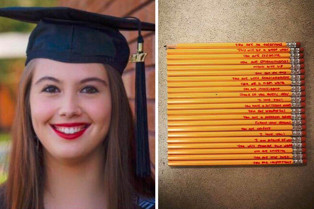 Professora nota “detalhe” emocionante em conjunto de lápis de aluno