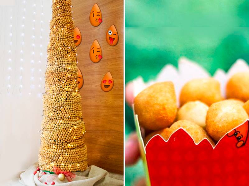 Loja da Zona Leste tem árvore de Natal feita de coxinha