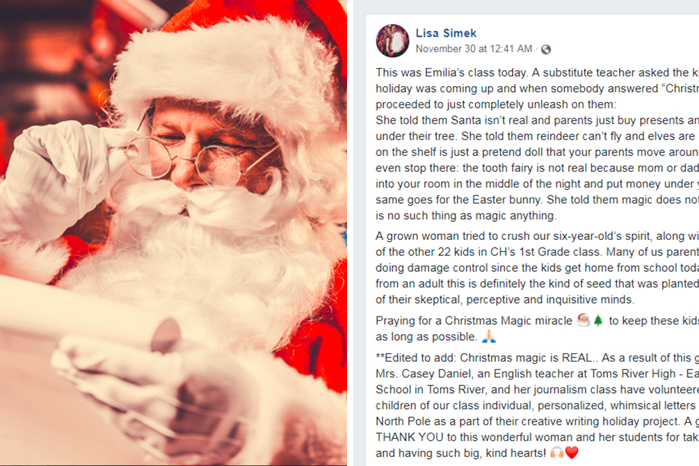 Mãe desabafa após professora revelar que Papai Noel não existe