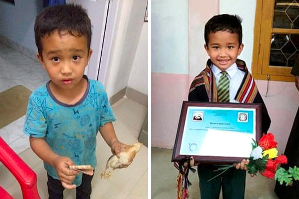 Menino usa as próprias “economias” para levar pintinho para hospital