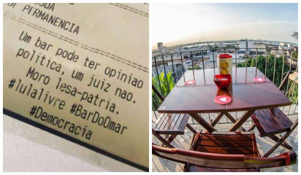 Bar emite nota fiscal a clientes com #lulalivre e crítica a Sergio Moro
