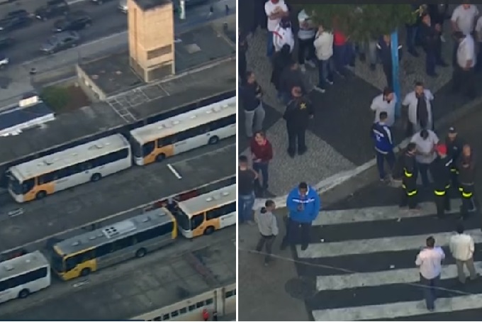 Manifestação de motoristas paralisa linhas de ônibus na Zona Leste
