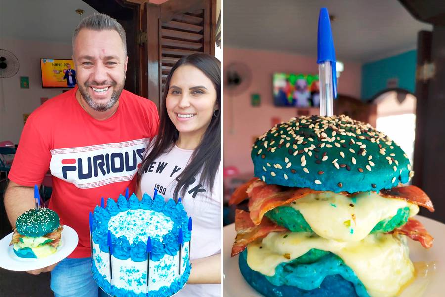 “Caneta azul” vira tema de hambúrguer e bolo em lanchonete de Sorocaba