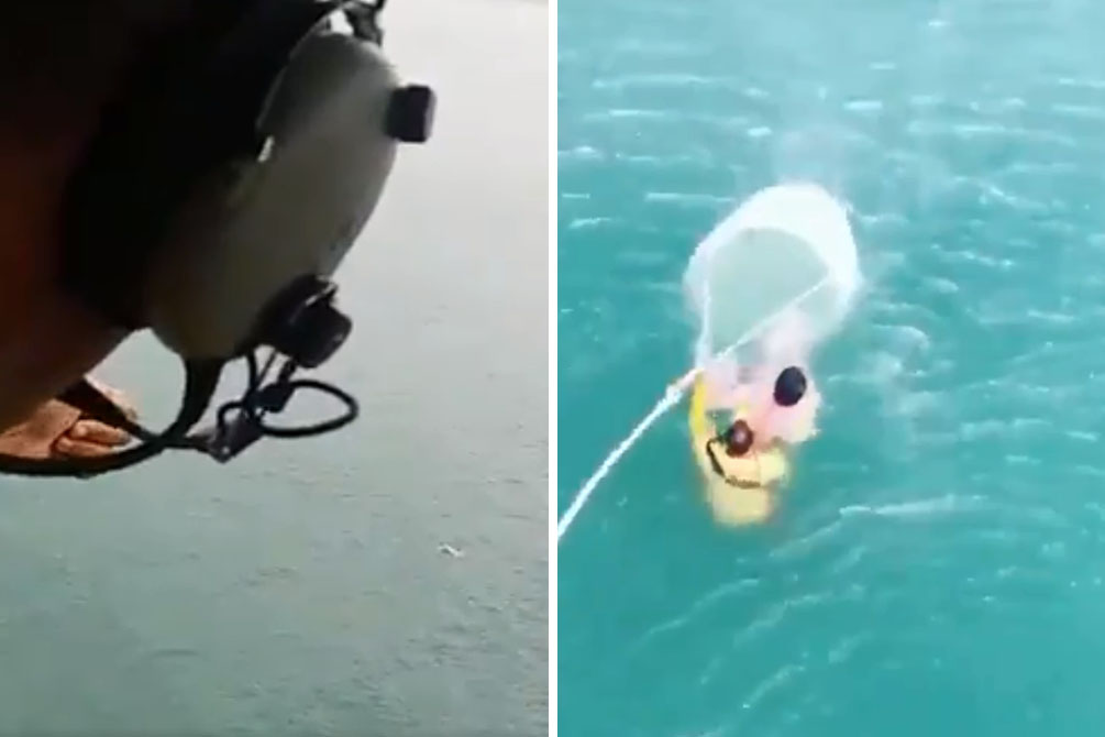 Turista é resgatado do mar com ajuda de helicóptero em Ubatuba, São Paulo