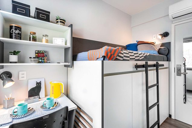 Quarto individual da Uliving, nos Jardins: s&oacute; para estudantes
