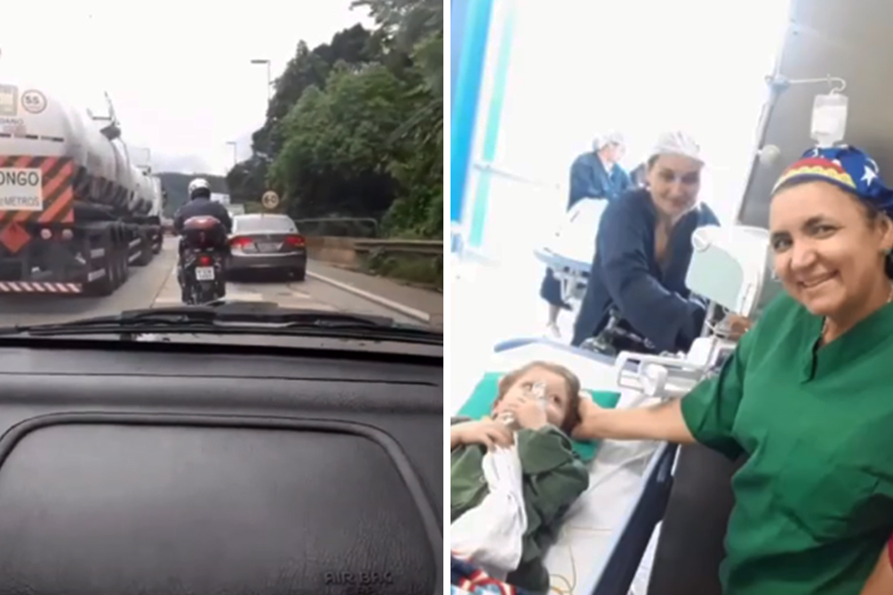 PM escolta carro para família salvar criança com transplante em SP