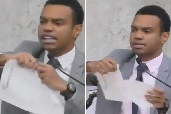 Fernando Holiday rasga filiação partidária ao DEM durante sessão