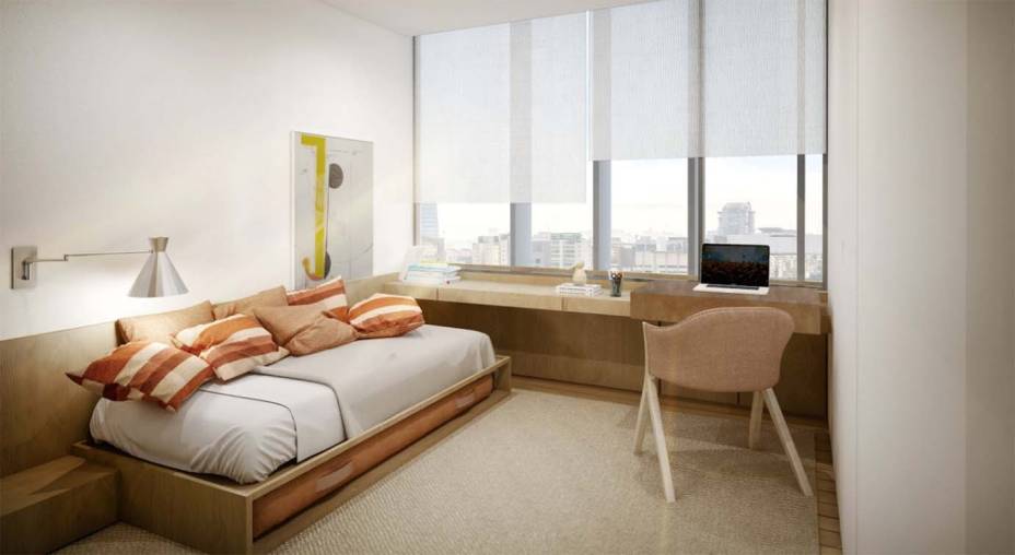 Trabalho em casa: espaço home office no quarto em projeto de Arthur Casas Trabalho em casa: espaço home office no quarto em projeto de Arthur Casas