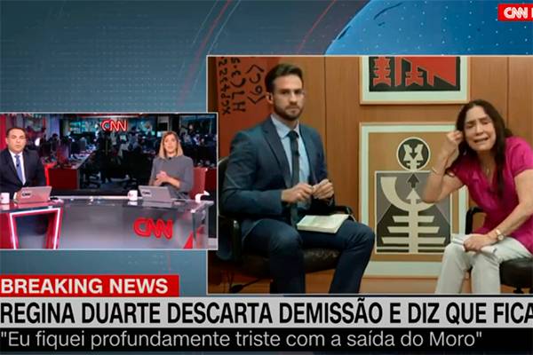 Regina Duarte se irrita com vídeo de Maitê Proença em entrevista ao vivo na CNN