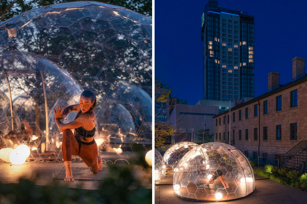 Estúdio de ioga tem aulas em domos privados e transparentes em Toronto