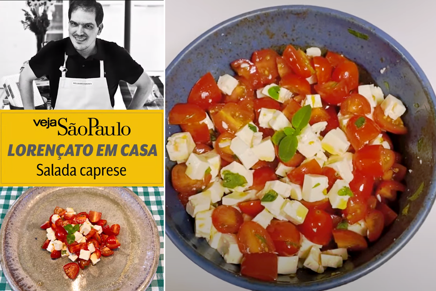 Salada caprese no Lorençato em casa