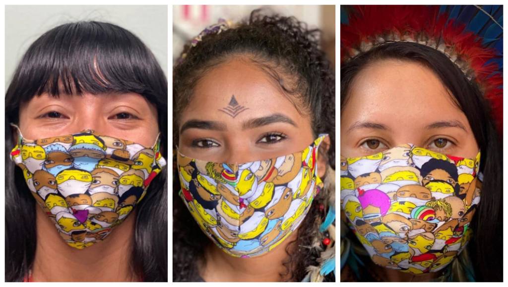 Dupla OSGEMEOS cria estampa para máscaras de proteção