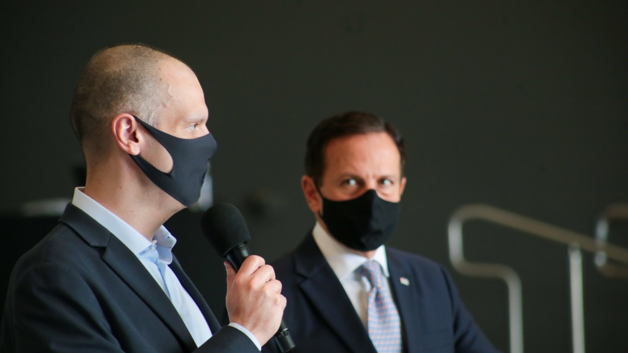 Covas e Doria em uma coletiva no Palácio dos Bandeirantes