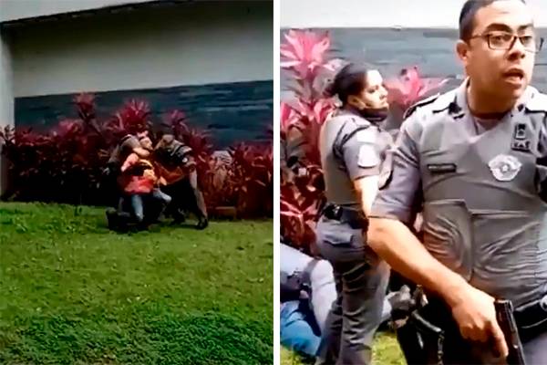 Vídeo mostra PMs imobilizando rapaz em manifestação: “não consigo respirar”