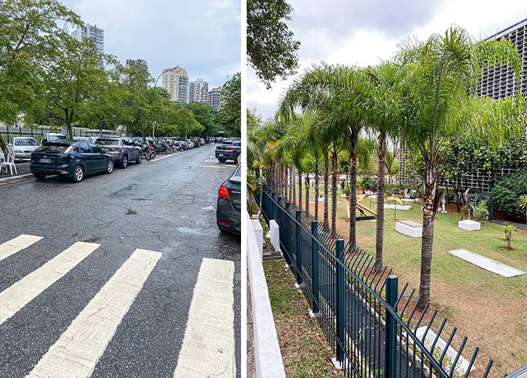 Vagas de estacionamento por todos os lados da Assembleia e cal&ccedil;adas isoladas: mau exemplo, que destoa do Plano Diretor