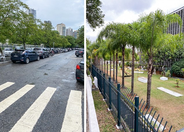 Vagas de estacionamento por todos os lados da Assembleia e cal&ccedil;adas isoladas: mau exemplo, que destoa do Plano Diretor