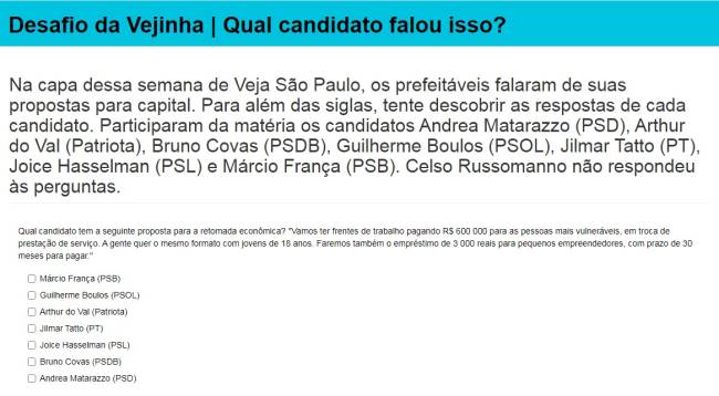 Desafio Vejinha: conheça as propostas dos candidatos à prefeitura de São Paulo