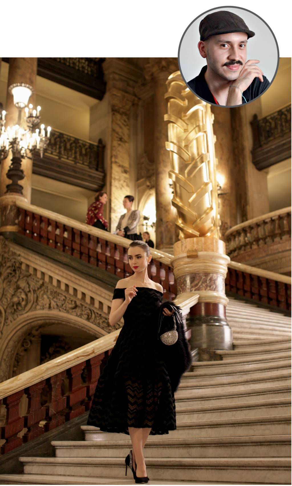 Humberto – Séries do ano Foto de Humberto com uma imagem ilustrativa da série Emily em Paris