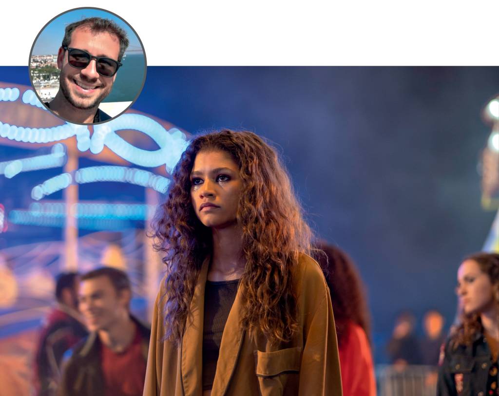 Pedro – Séries do ano Foto de Pedro com uma imagem ilustrativa da série Euphoria